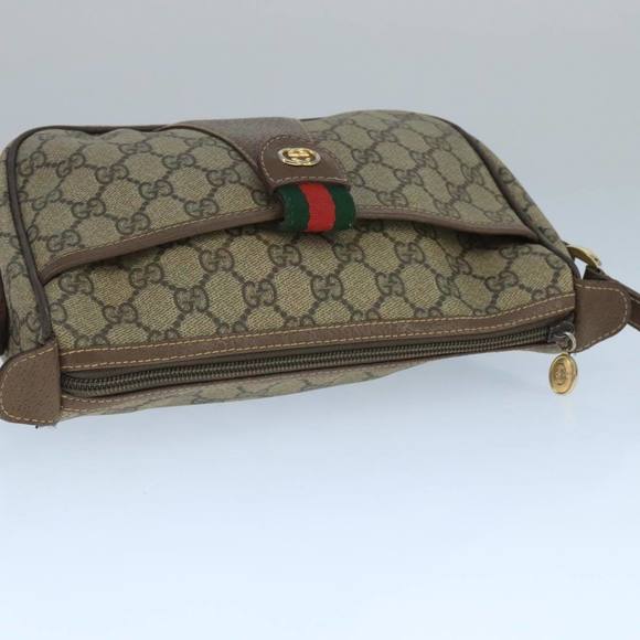 GUCCI GG Supreme Web Sherry Line Shoulder Bag PVC Beige Red Green Auth 109874 - Picture 6 of 16